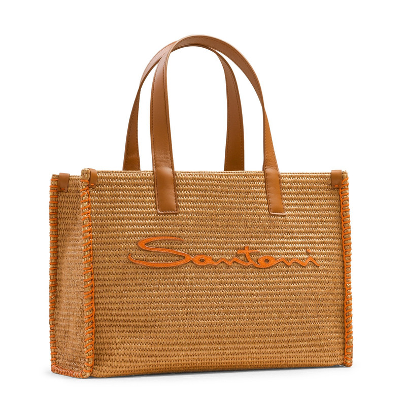 Brown raffia tote bag 4