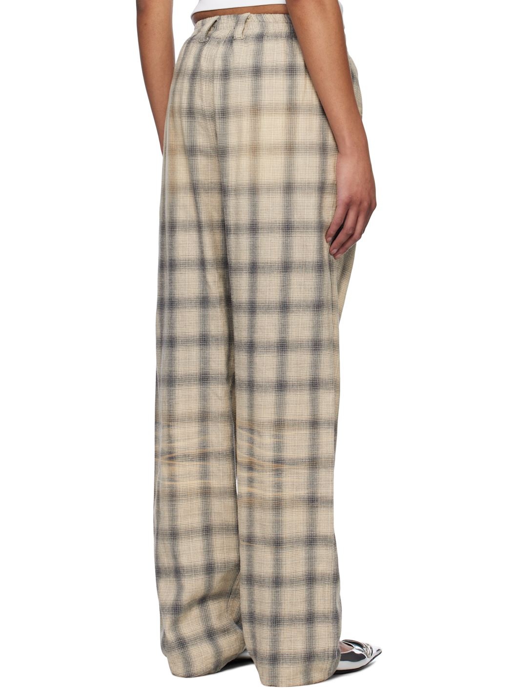 Gray Washed Checkered Trousers - 3