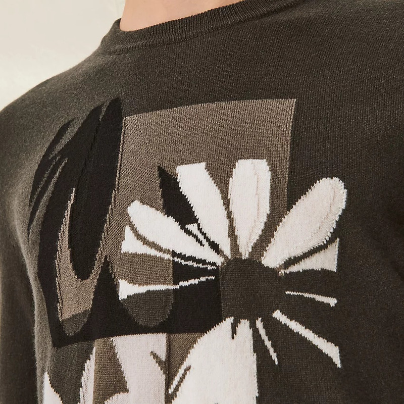 "Puzzle Floral" cashmere crewneck sweater 3