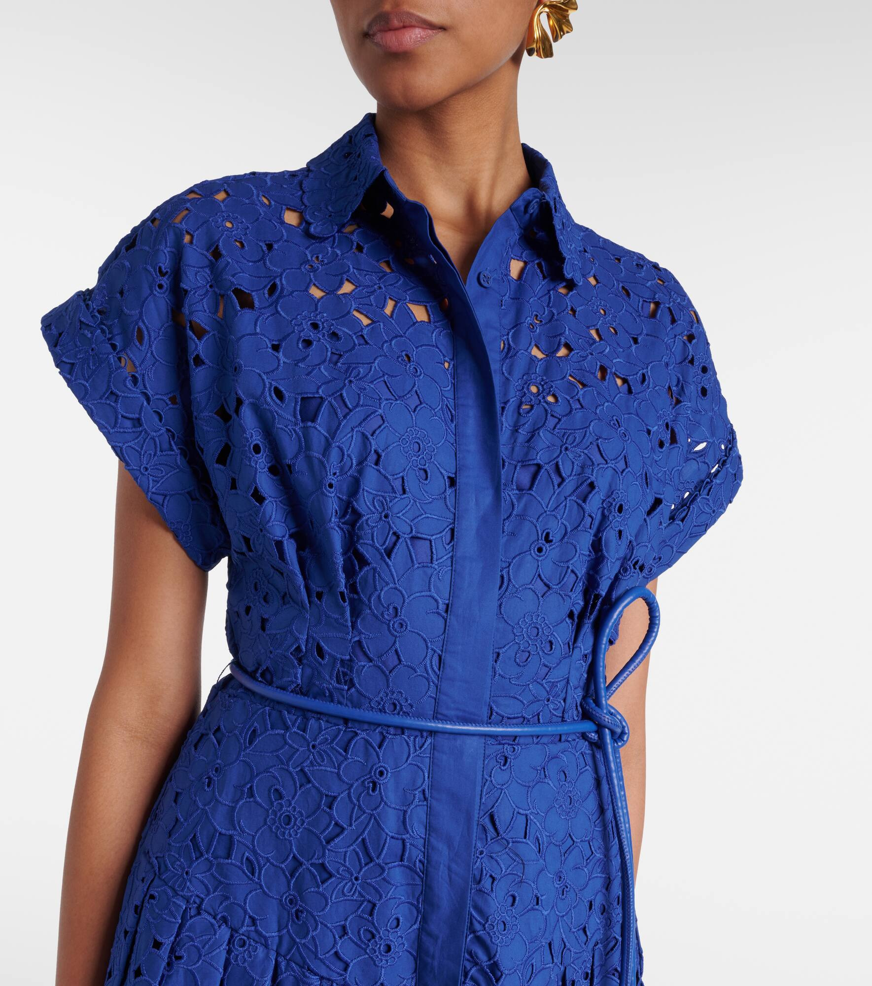 Floral cotton lace shirt dress - 4