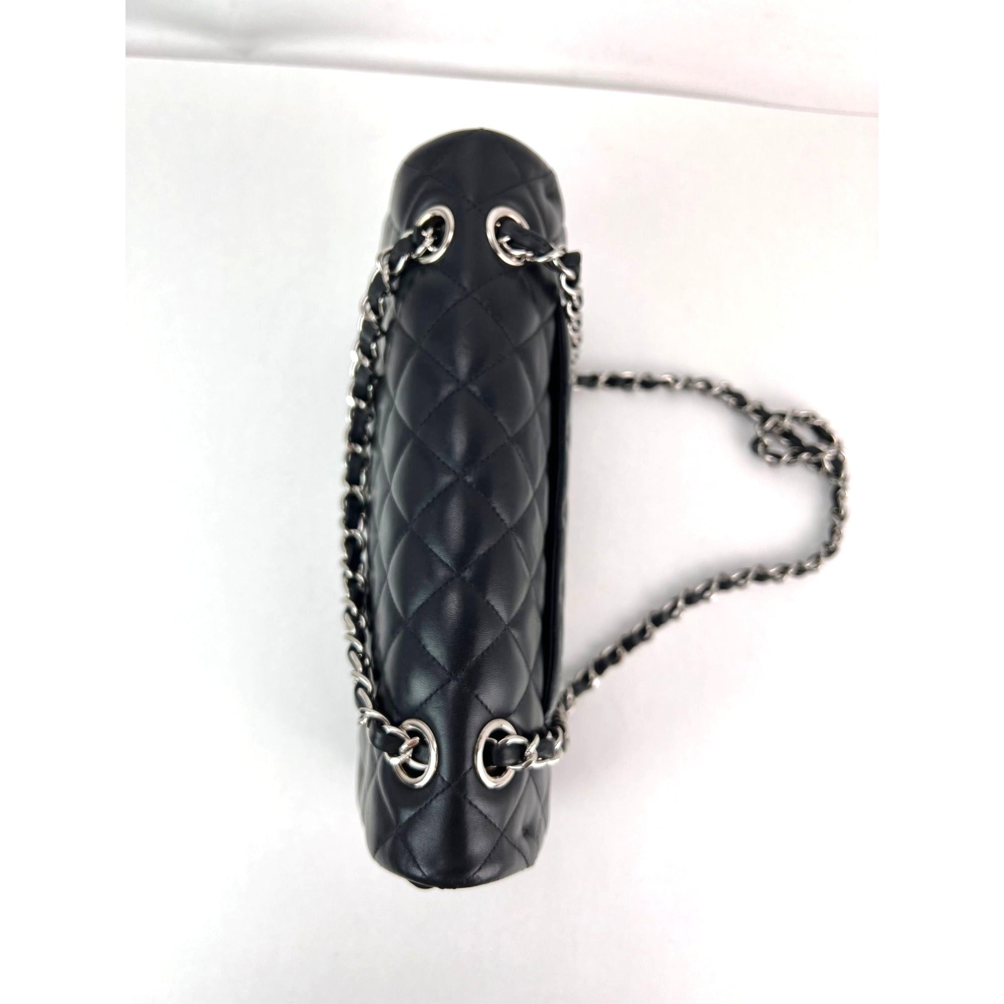 Chanel Quilted Lambskin Valentine Crystal Charms Medium Single Flap Black Bag - 13