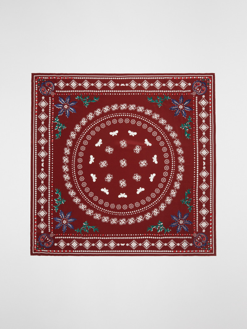 ZELMA Silk scarf with print and embroidery detail 1