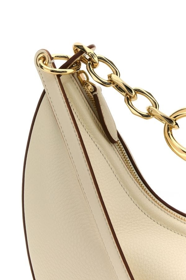 Ivory leather small Hobo Vlogo Moon handbag - 4