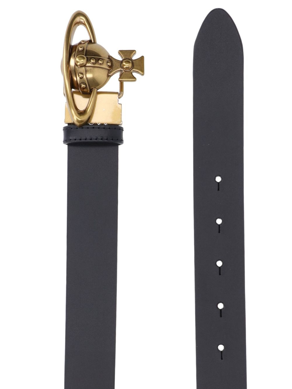 Orb-buckle leather belt - 2