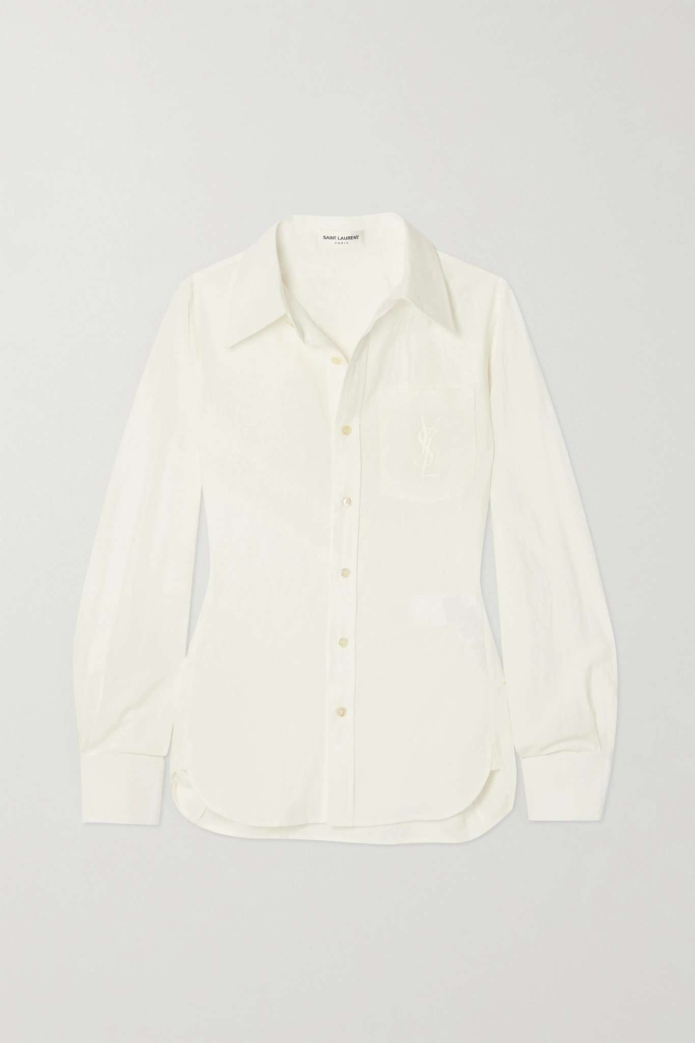 Embroidered cotton and linen-blend shirt - 1