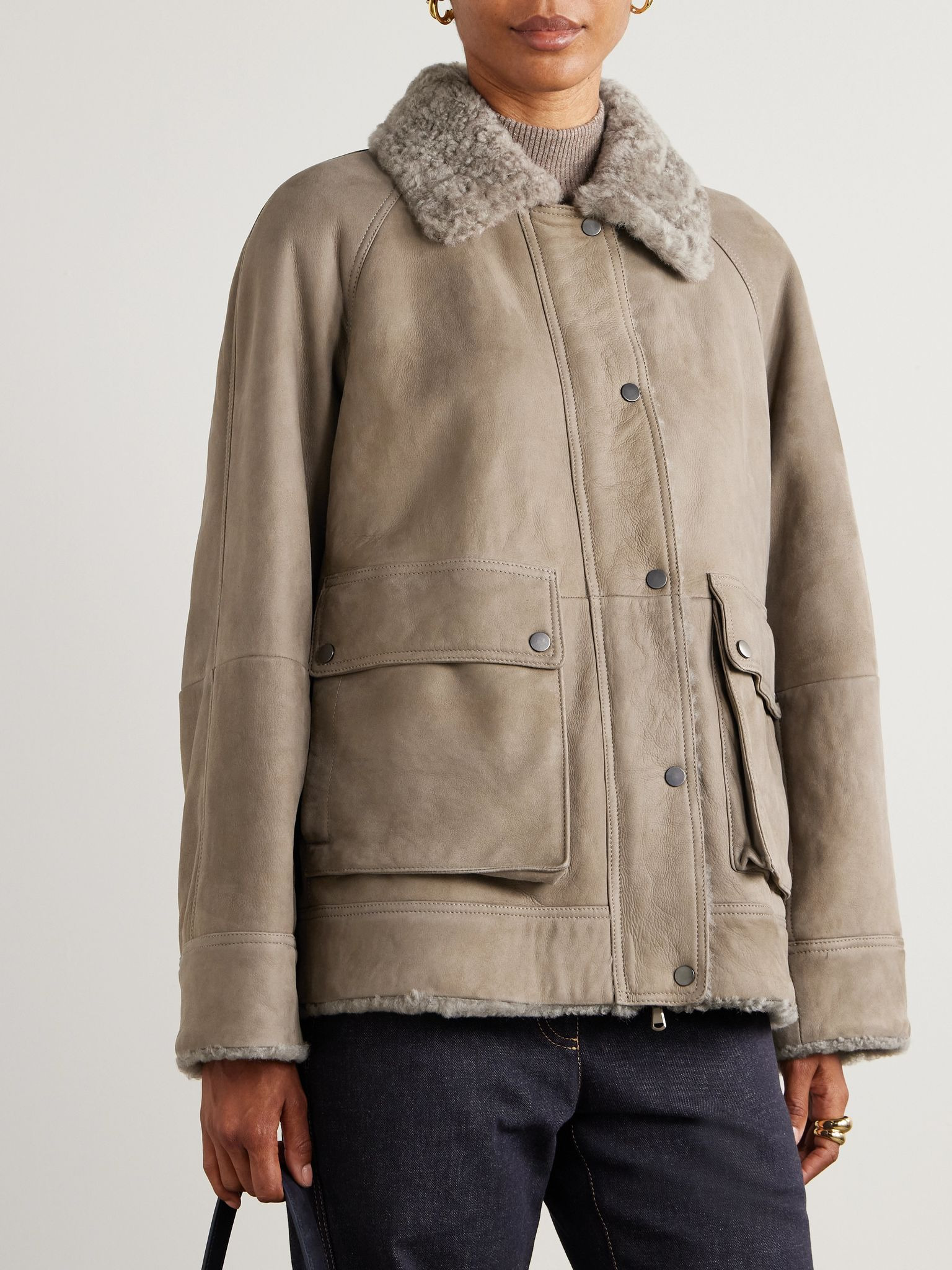Shearling jacket Taupe - 3