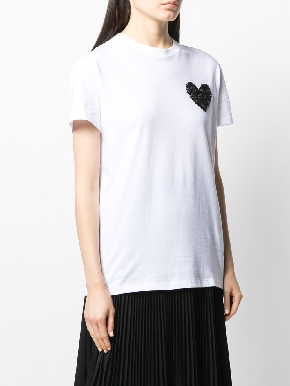 heart embroidery T-shirt - 3