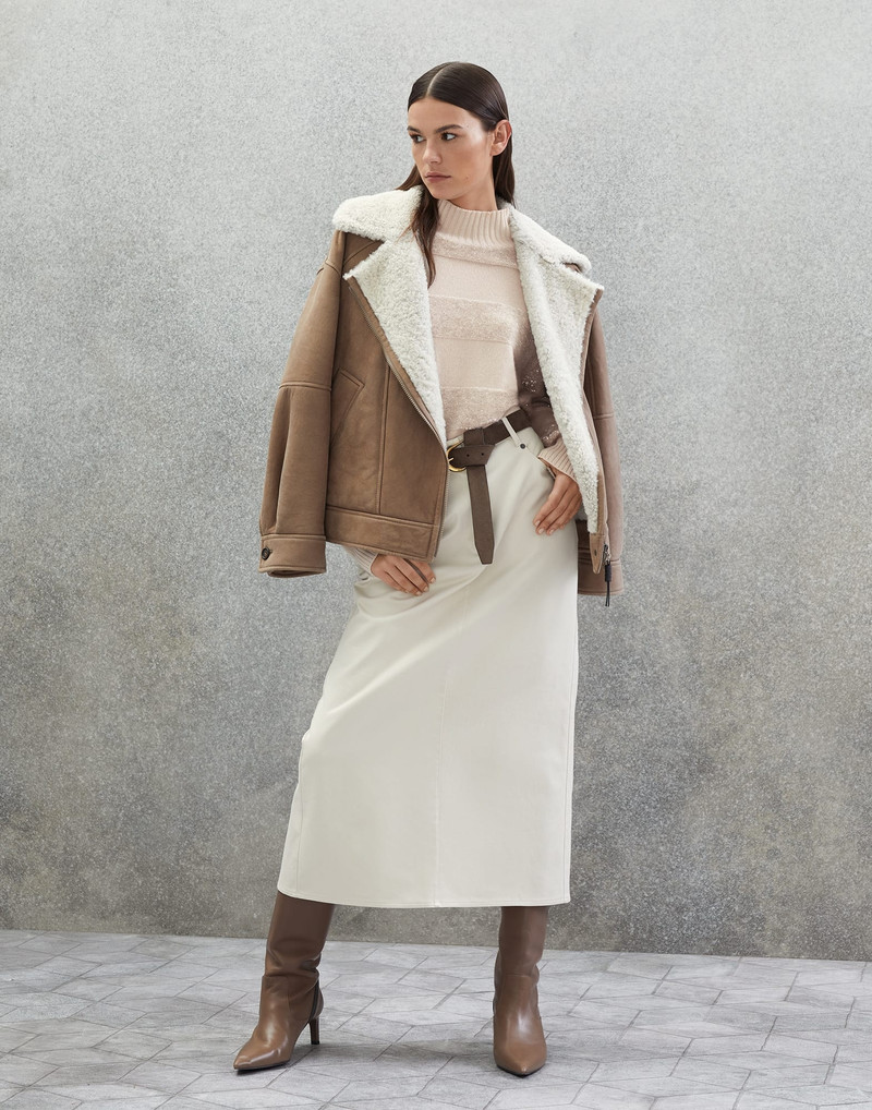 Virgin wool, cashmere and silk turtleneck sweater with dazzling mohair stripes 5