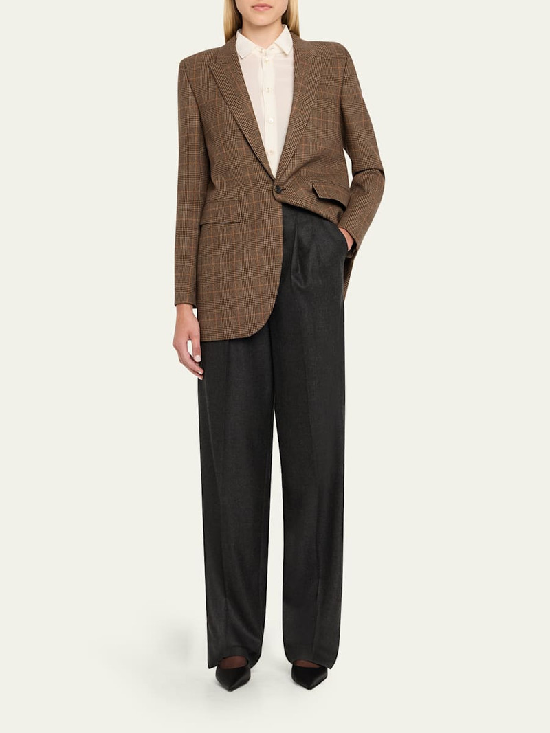 SAINT LAURENT Single-Breasted Slim Houndstooth Plaid Blazer outlook