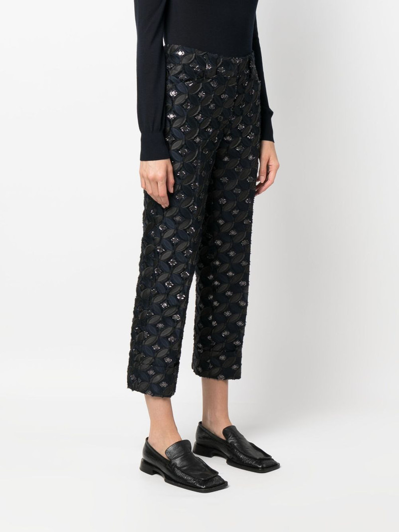 patterned-jacquard cropped trousers 3