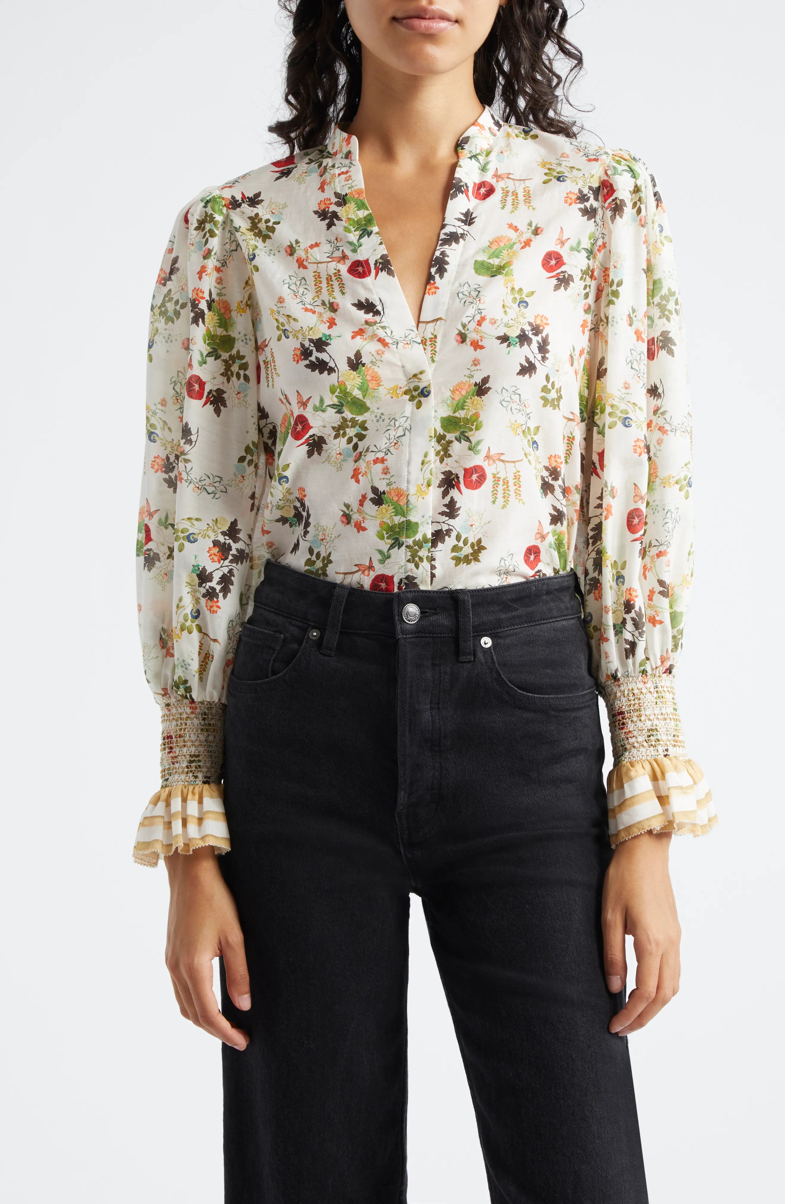 Ilan Floral Cotton & Silk Button-Up Shirt - 1