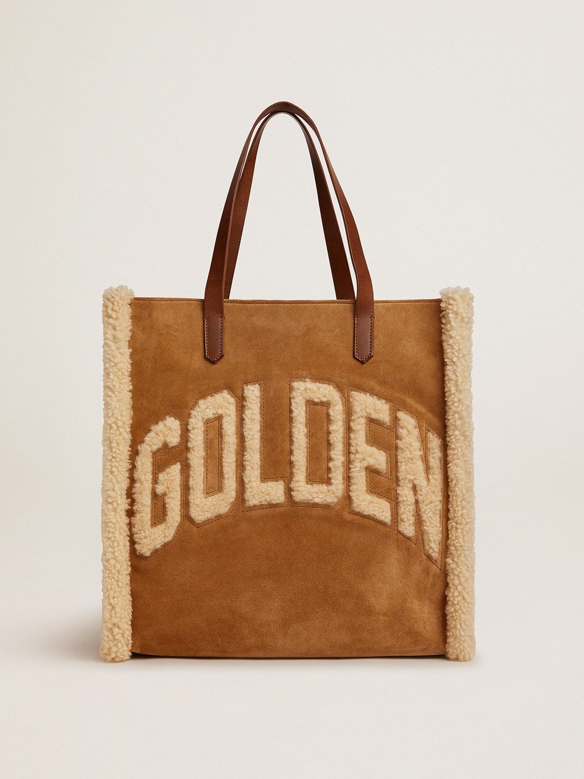 North-South California Bag in suede leather with shearling - 1