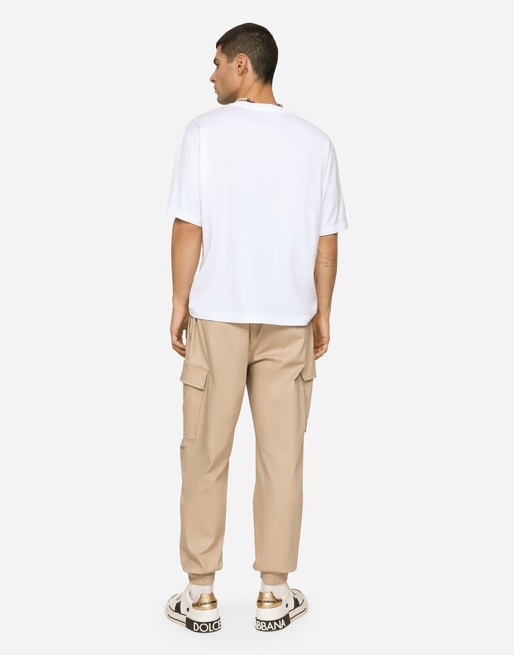 Cotton cargo pants with branded tag - 3