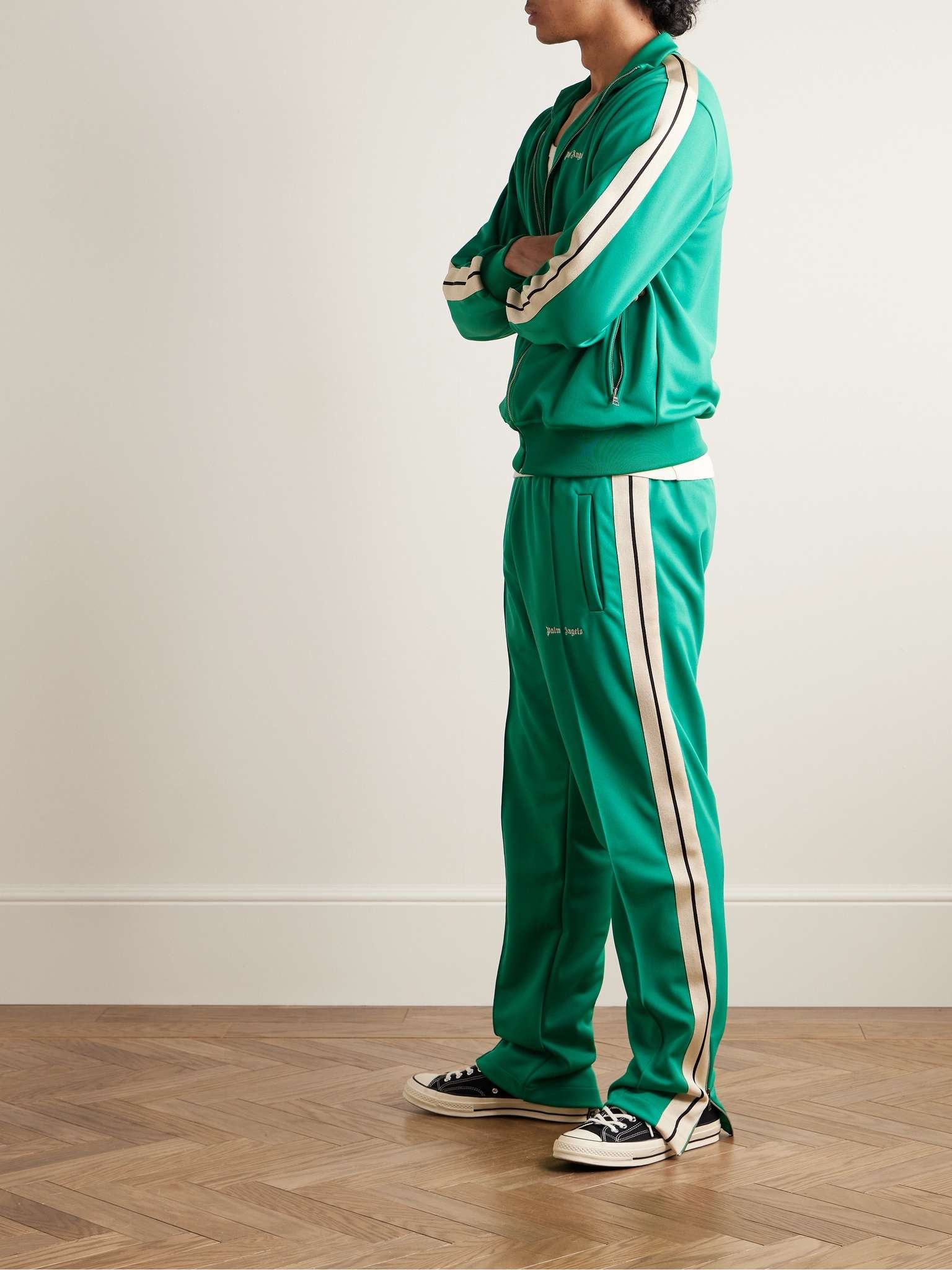 Straight-Leg Striped Pleated Tech-Jersey Track Pants - 2