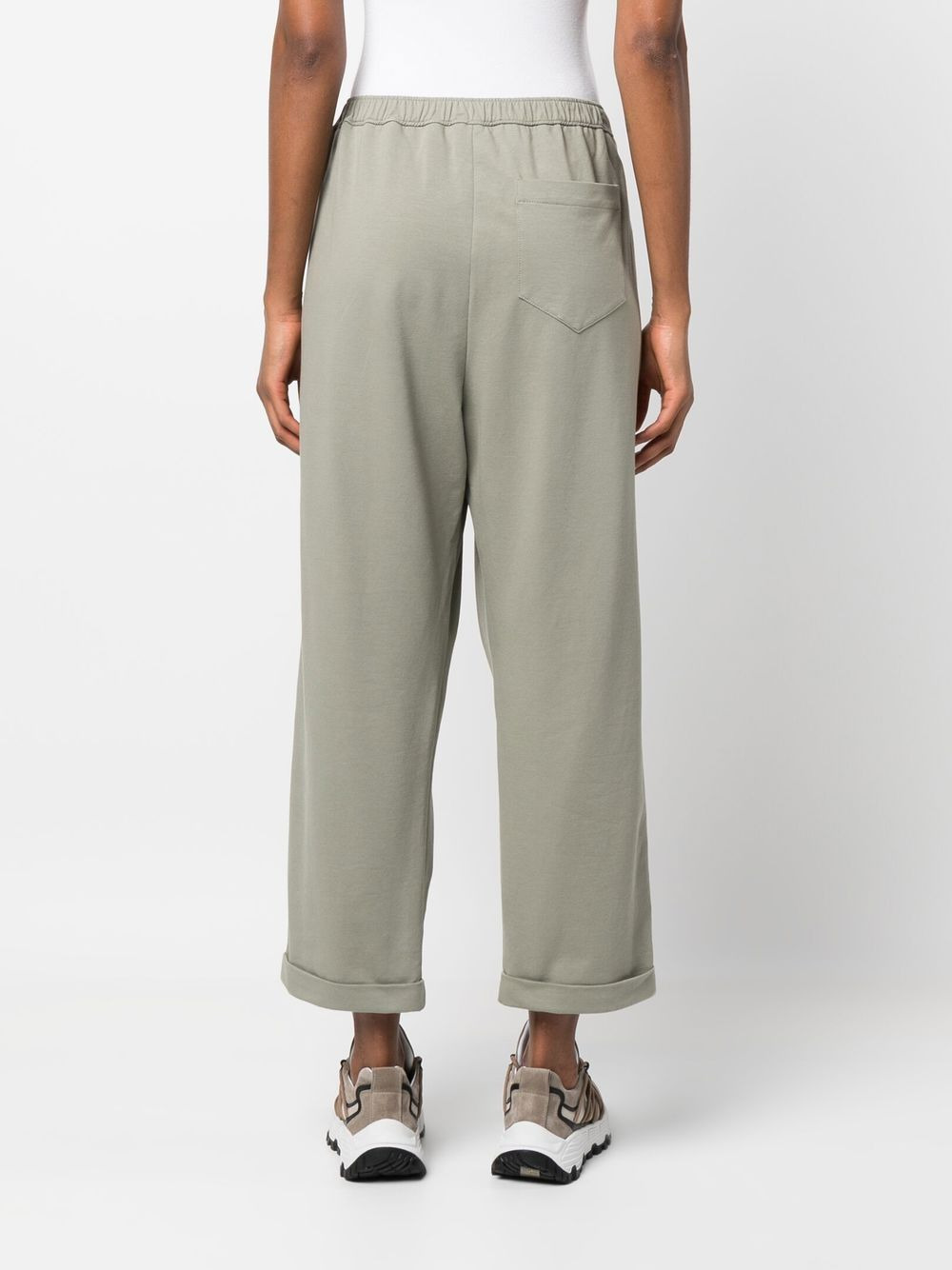 drawstring cropped cotton trousers - 4