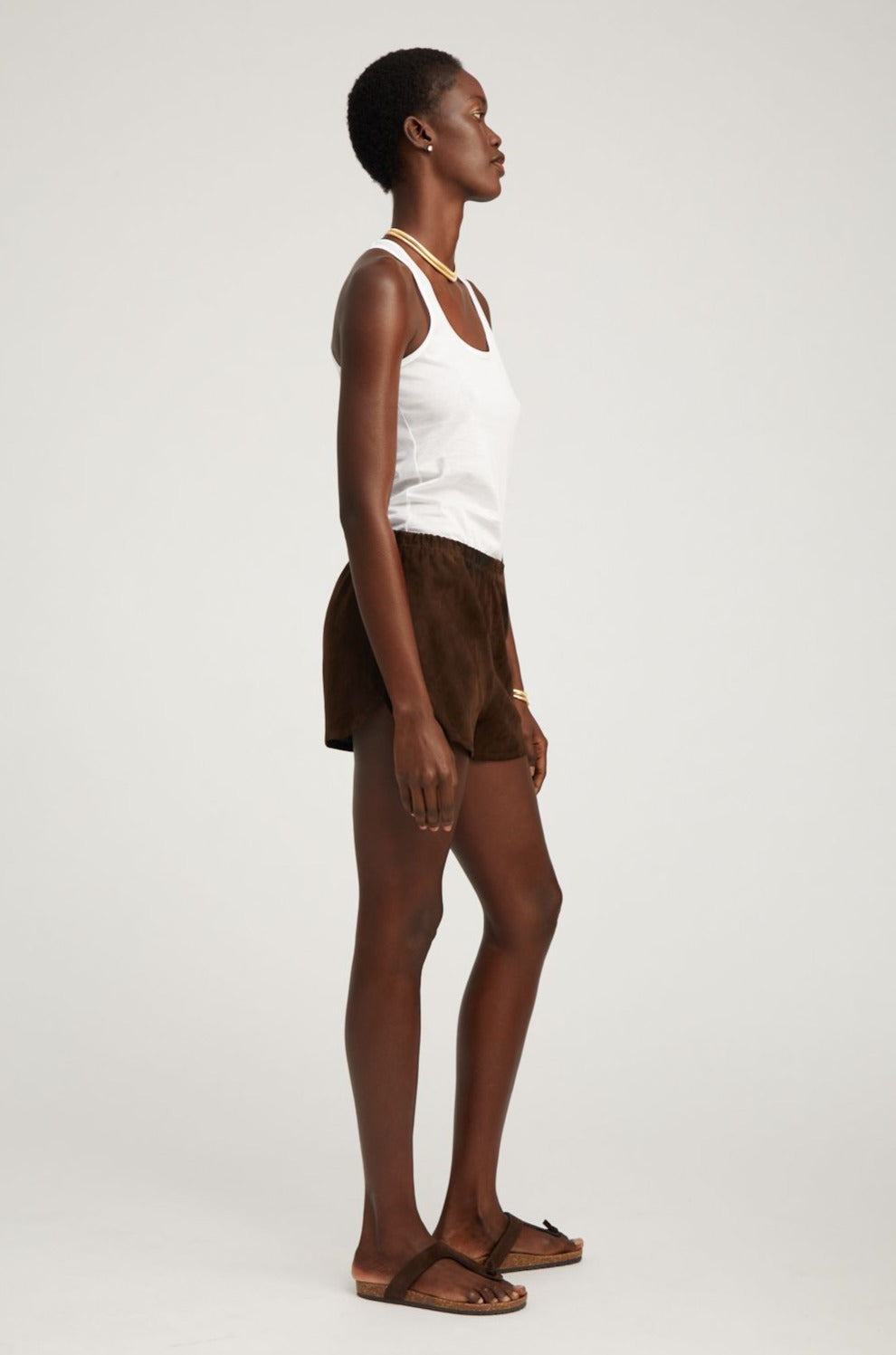 AMERICANO SUEDE SLIP ON SHORTS - 4