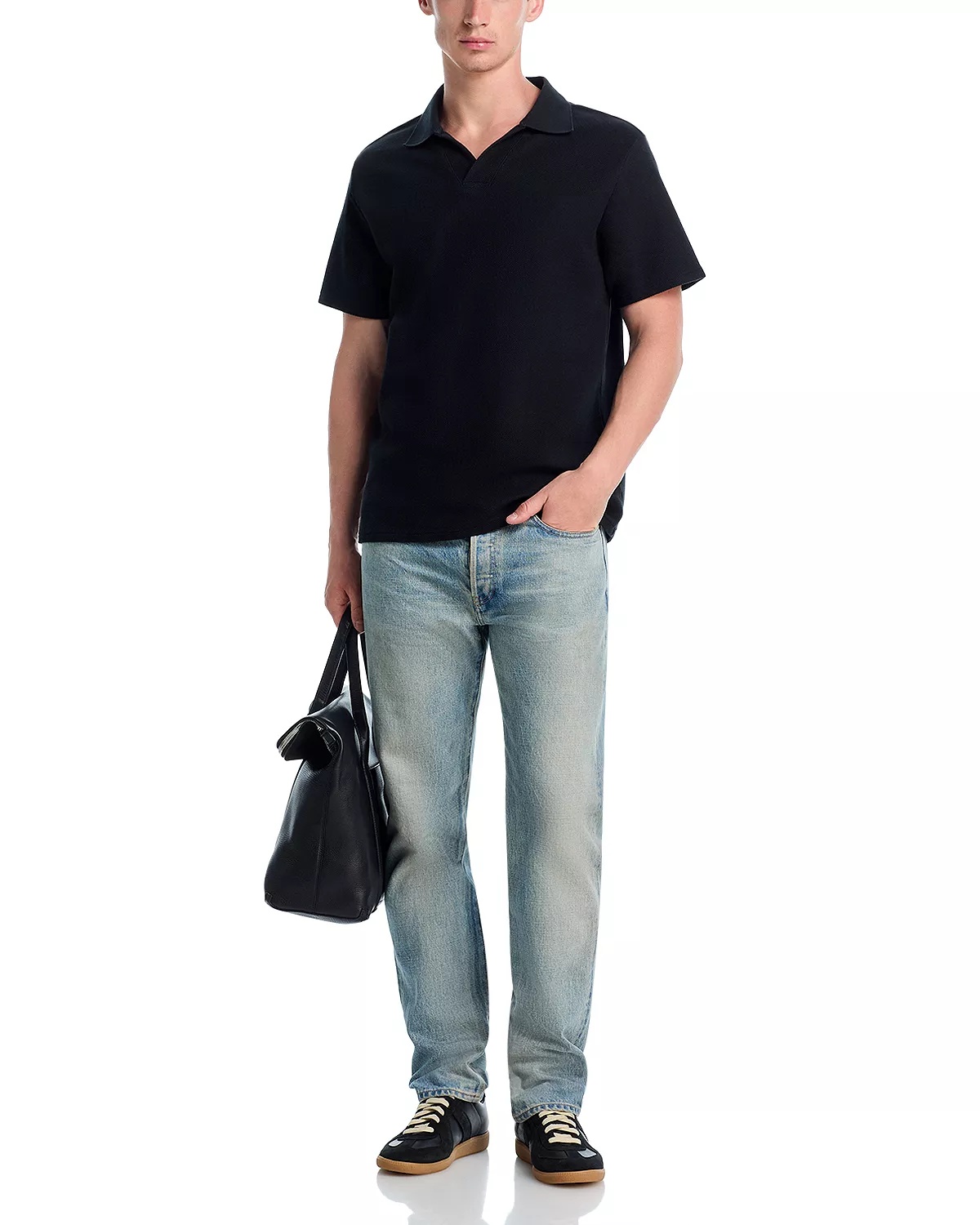 Jacquard Short Sleeve Open Collar Polo Shirt - 2