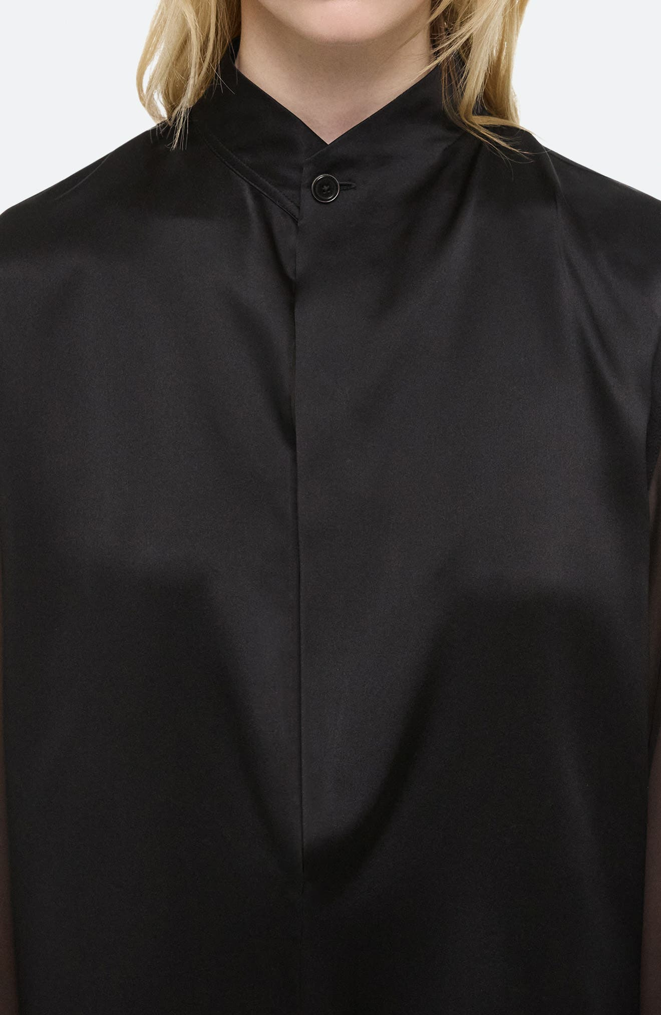 Helmut Lang Relaxed Fit Silk Shirt in Black at Nordstrom - 4