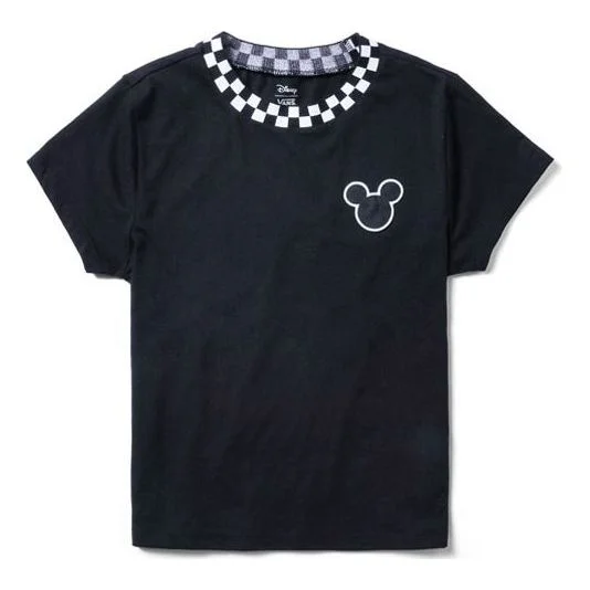 (WMNS) Vans x Disney Crossover Grid Mickey Round Neck Short Sleeve Black VN0A3UHFBLK - 1