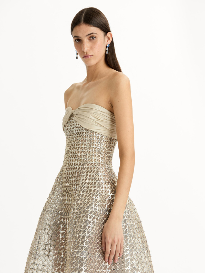 SEQUIN & BUGLE BEAD LATTICE GOWN 5