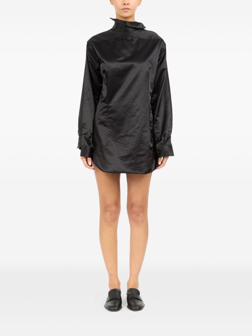 high-neck satin dress - 2