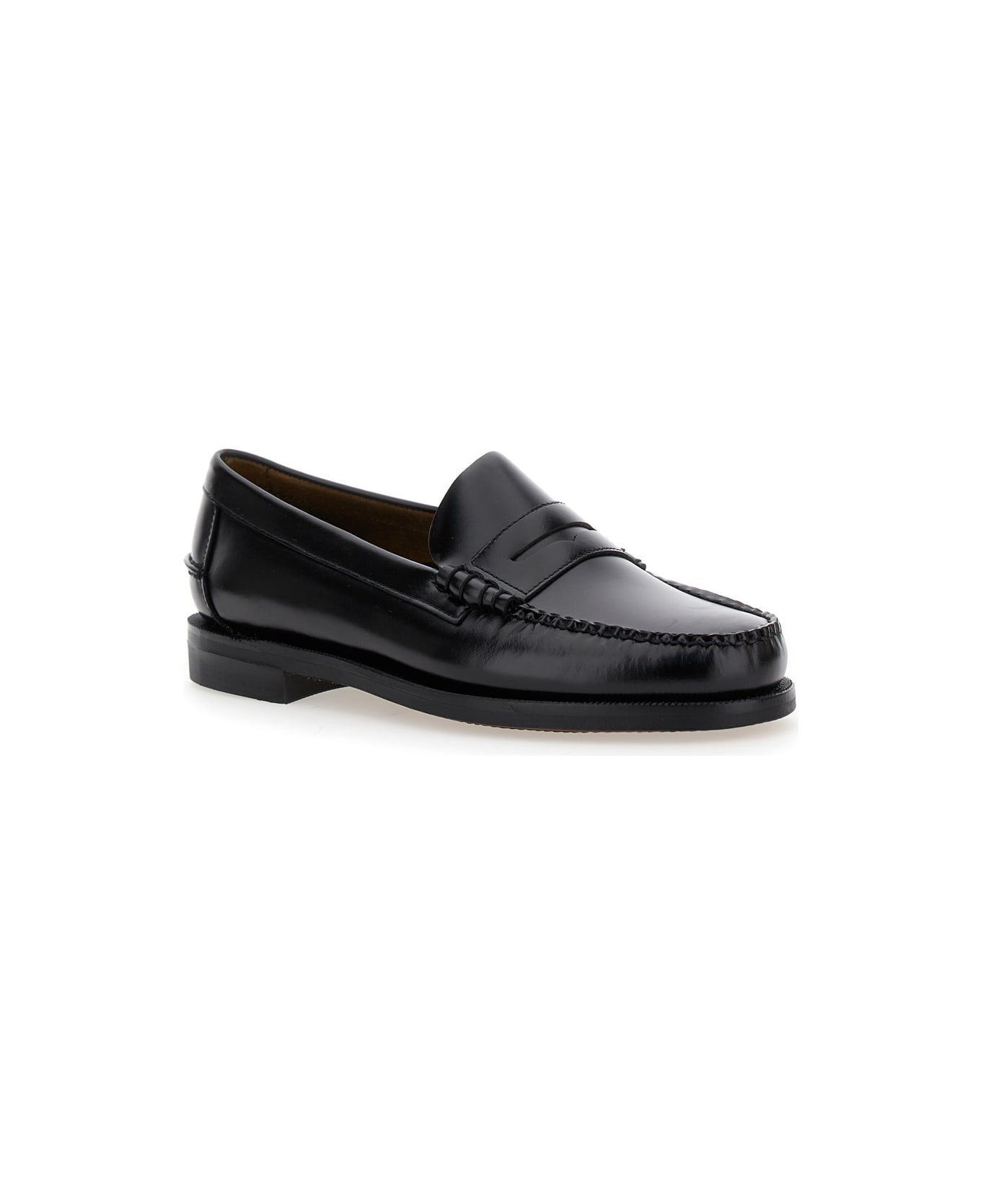Black Pull-on Loafers In Leather Man - 2