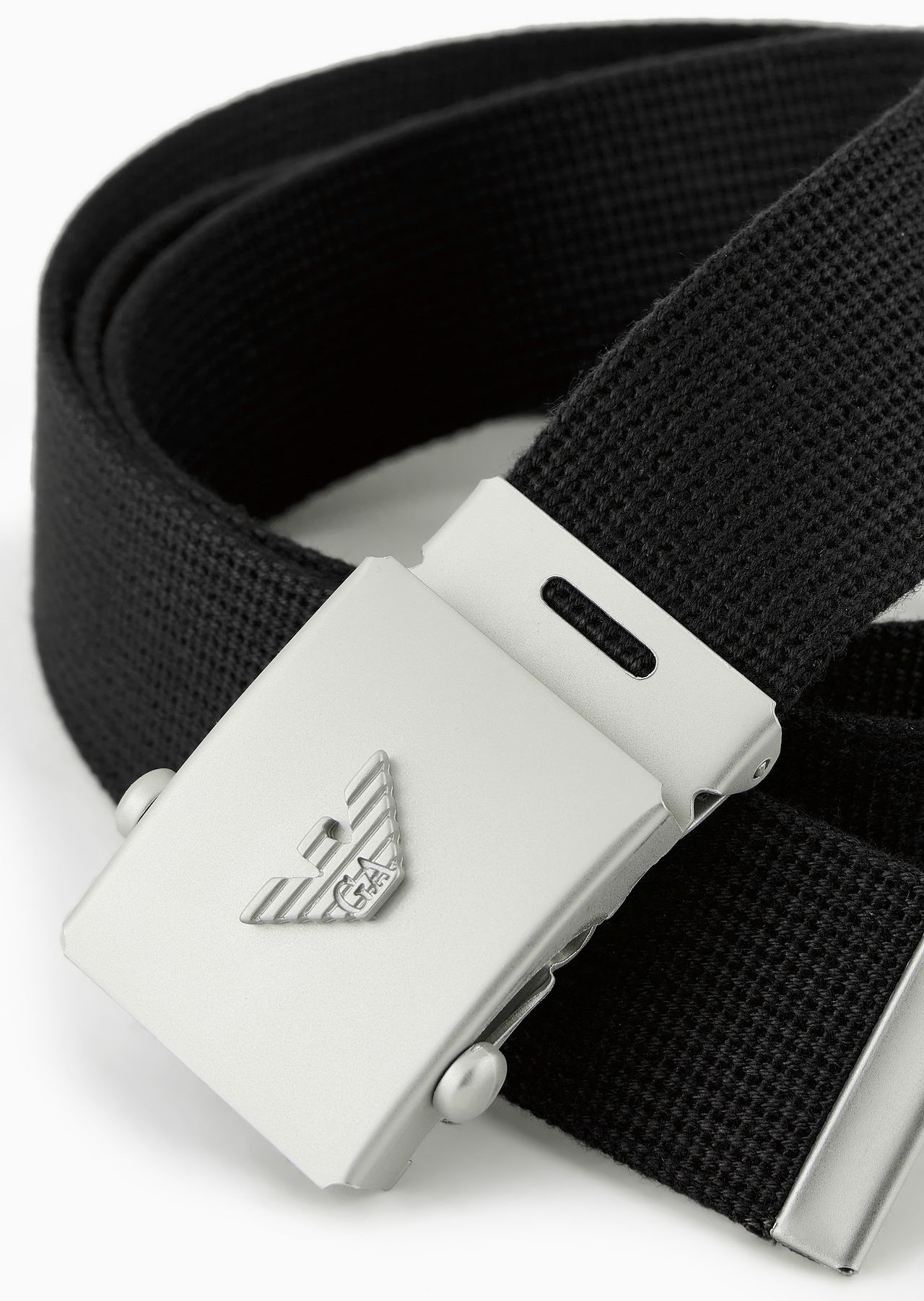 Emporio Armani Sustainability Values Capsule Collection webbing belt with buckle - 2