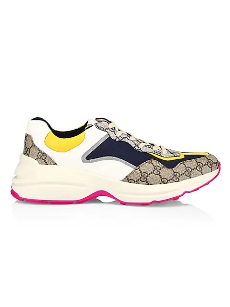 Beige & Navy GG Rhyton Sneakers - 1