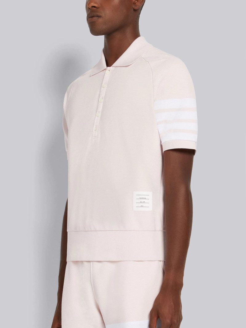 Thom Browne Light Pink Cotton Ottoman Rib 4-Bar Polo outlook
