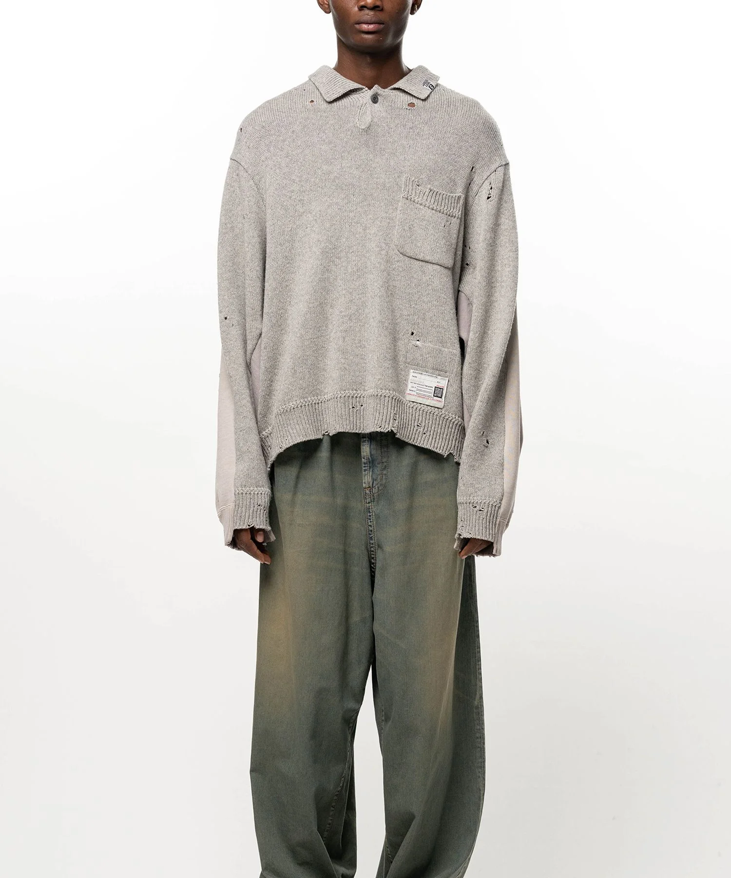 Sweatshirt Combined Knit Sweater - 1