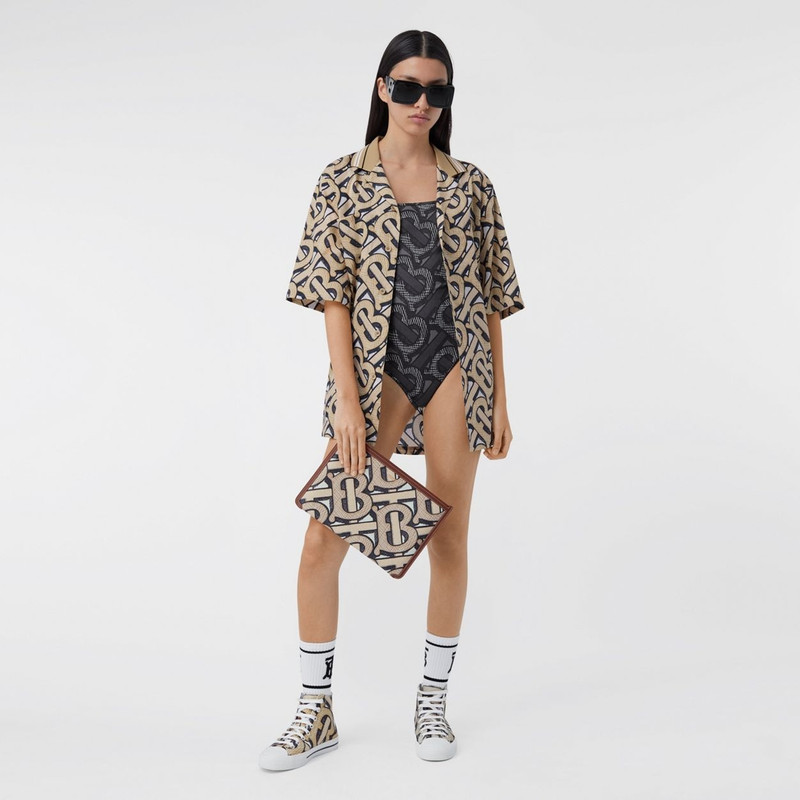 Monogram Print E-canvas and Leather Pouch 5