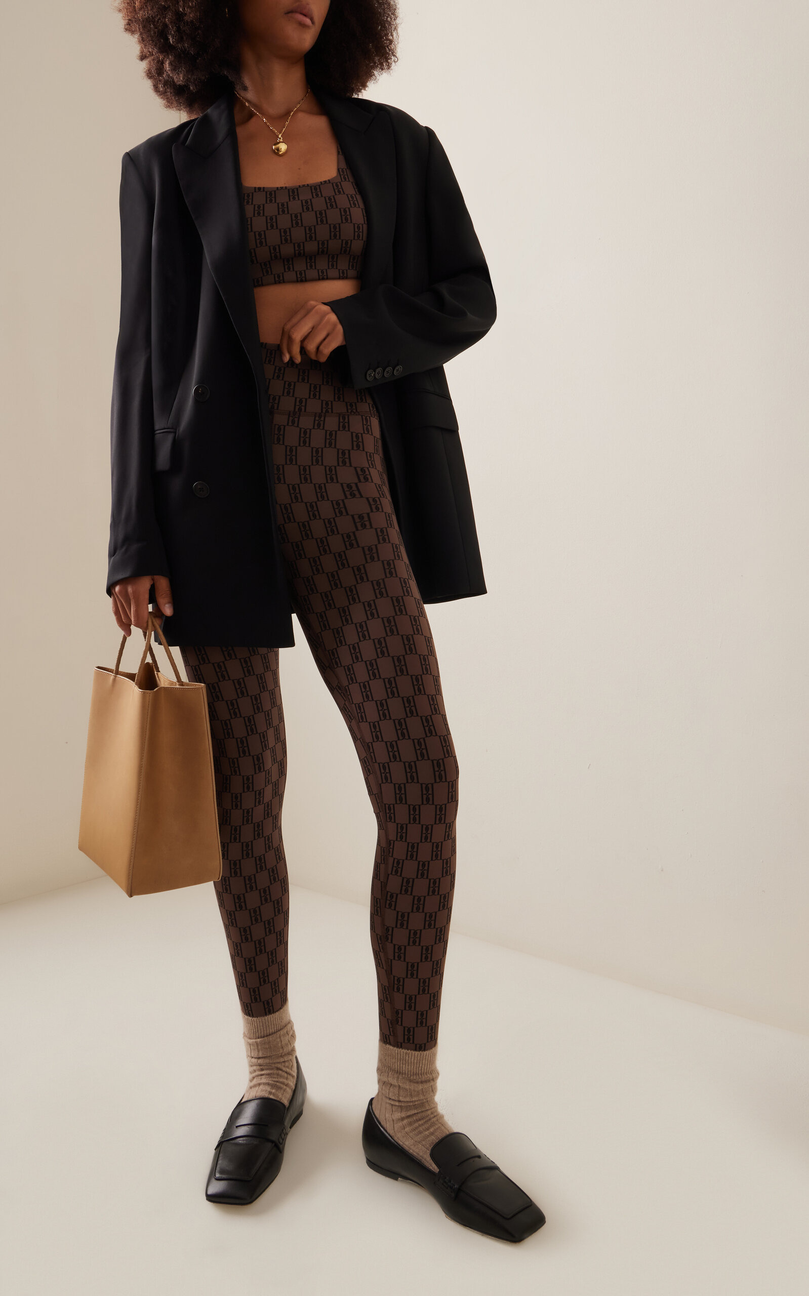 Polene Logo-Knit Leggings brown - 2
