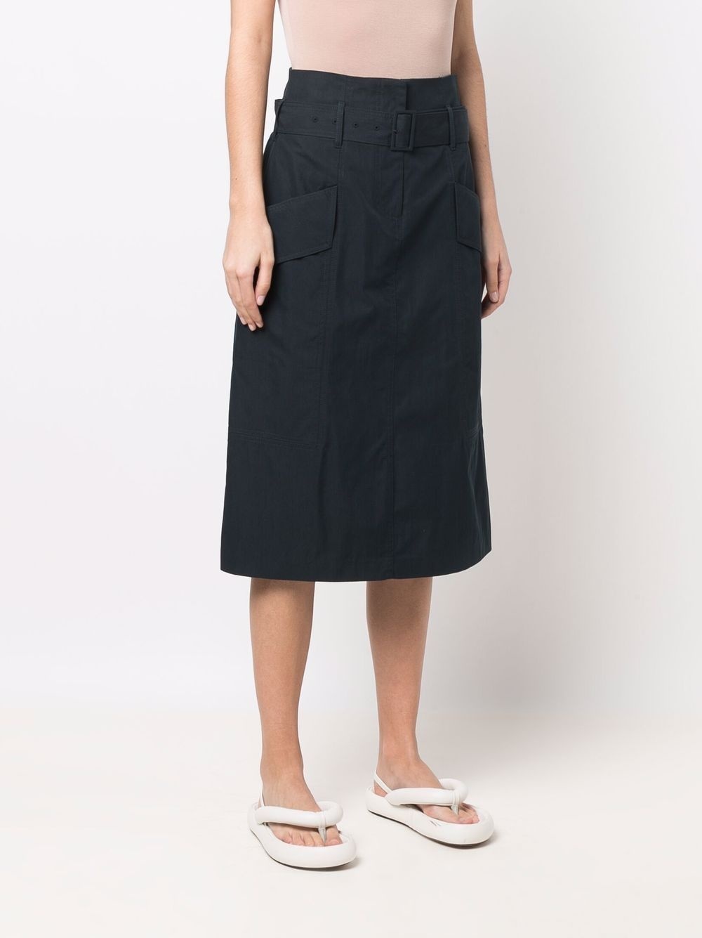 belted-waist A-line skirt - 3