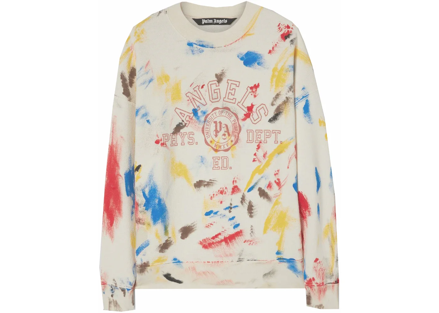 Palm Angels Painted College Sweatshirt Off White/Red - 1
