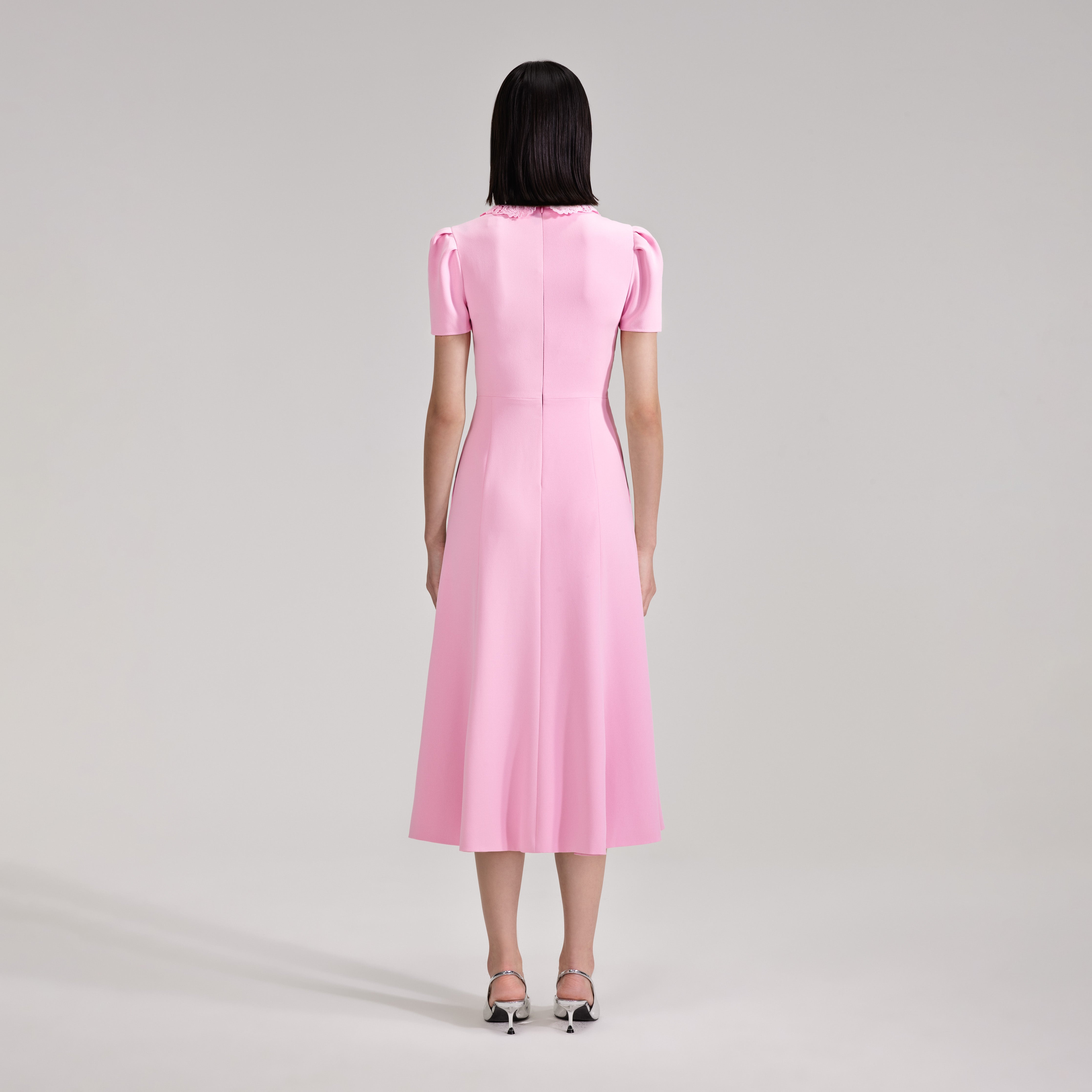 Pink Heavy Crepe Midi Dress - 3