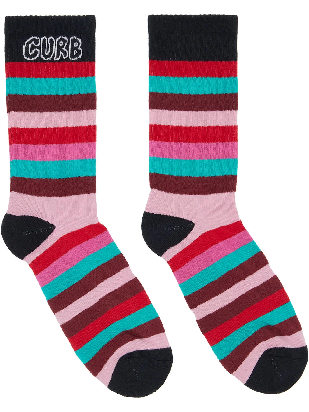 Pink 'Curb' Striped Cotton Socks - 1