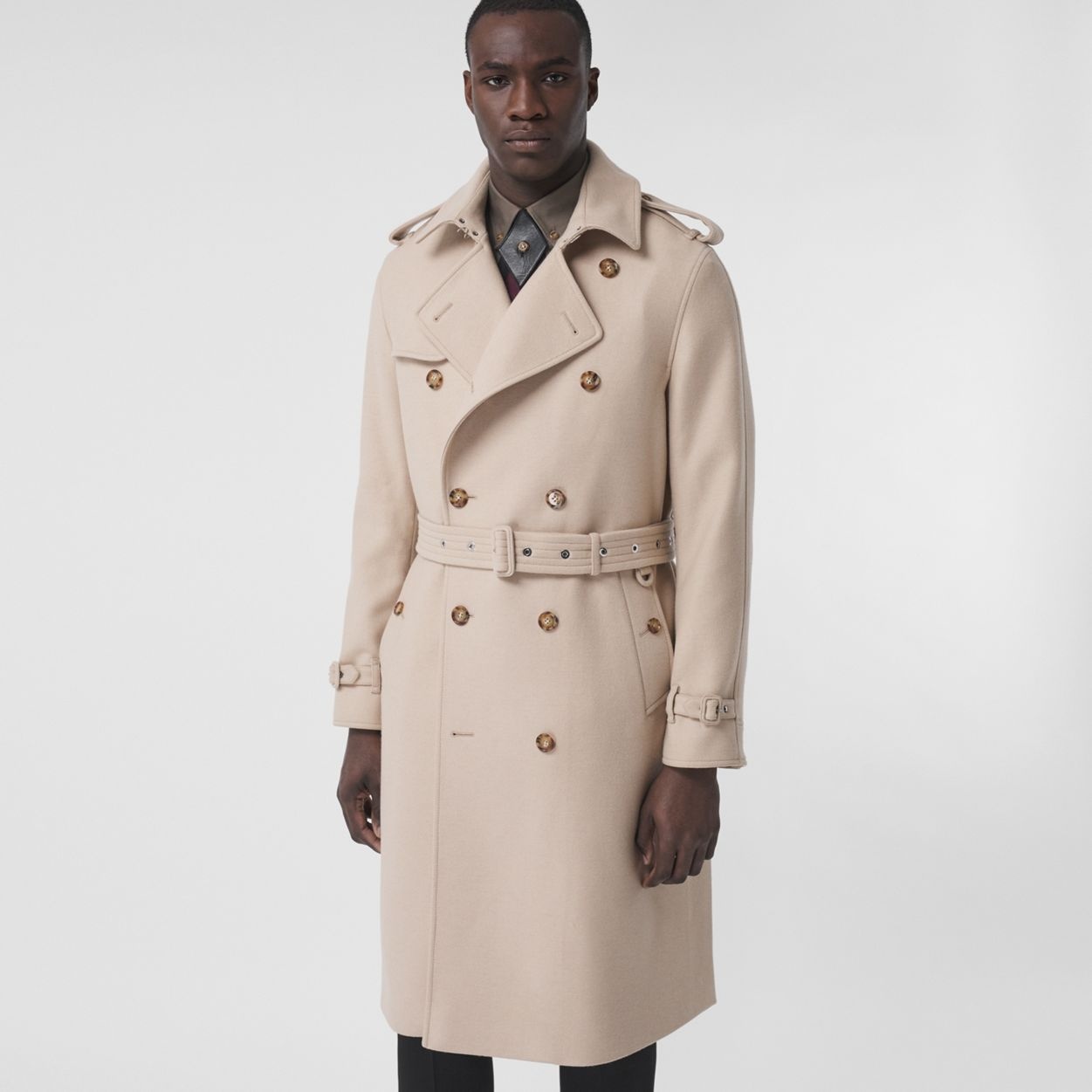 Camel Hair Wool Reconstructed Trench Coat - 7