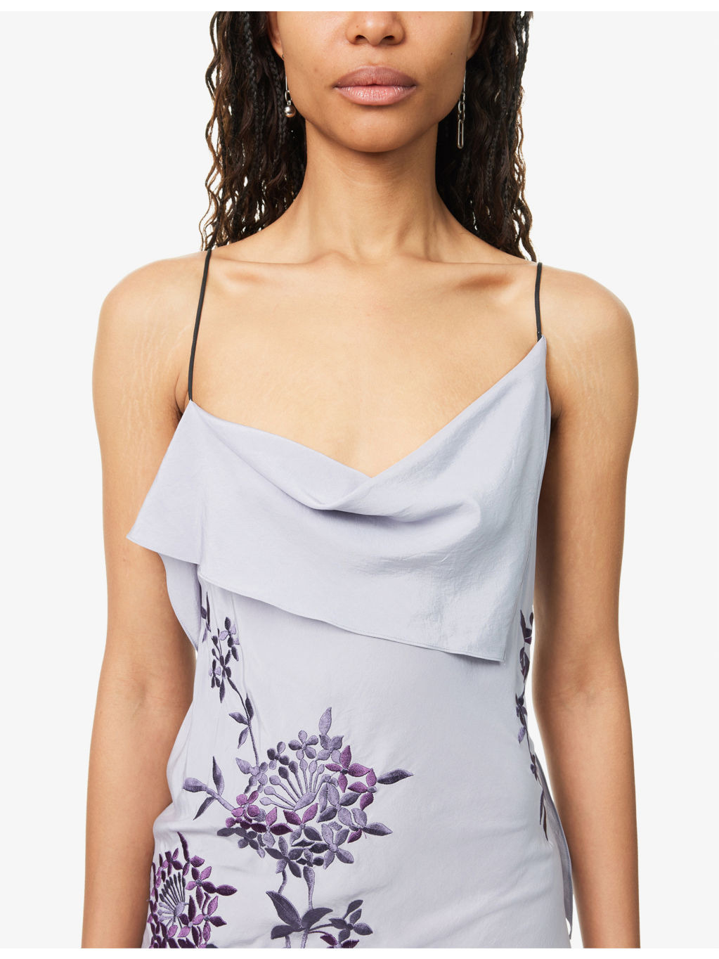 Piano Shawl Fringed Silk Mini Dress - 5