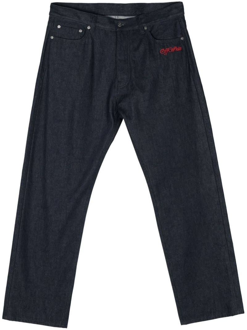 embroidered-logo jeans 1