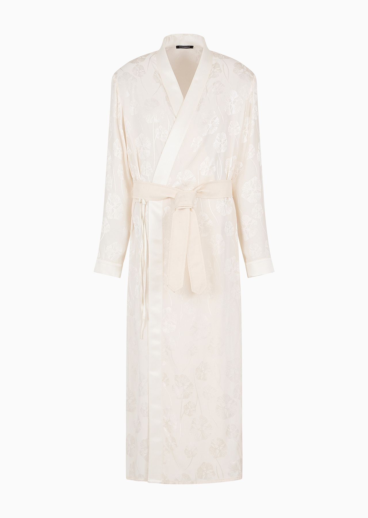 Silk-blend satin overcoat with robe fastening and all-over ramage embroidery - 1