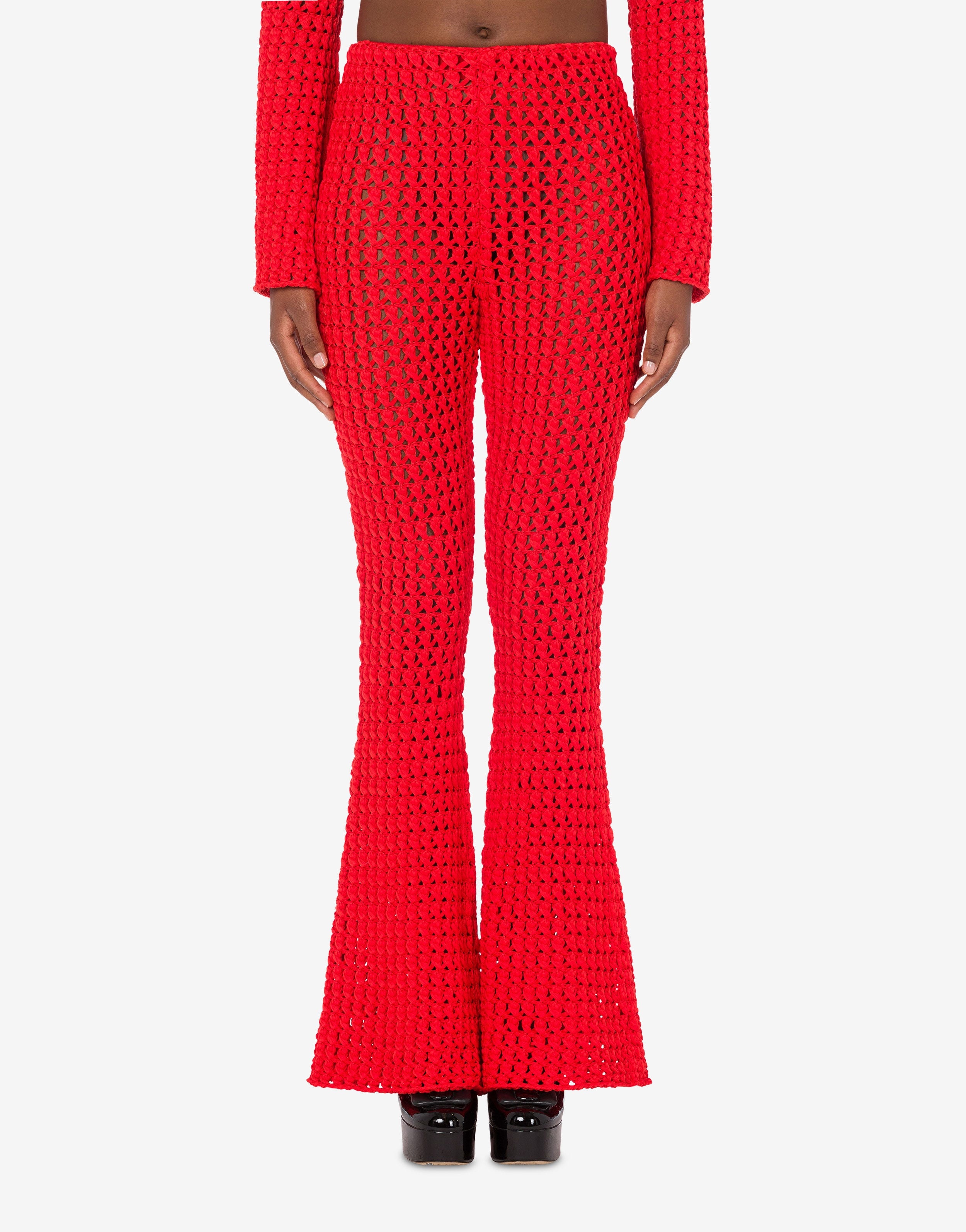 CROCHET EFFECT COTTON RIBBON TROUSERS - 2