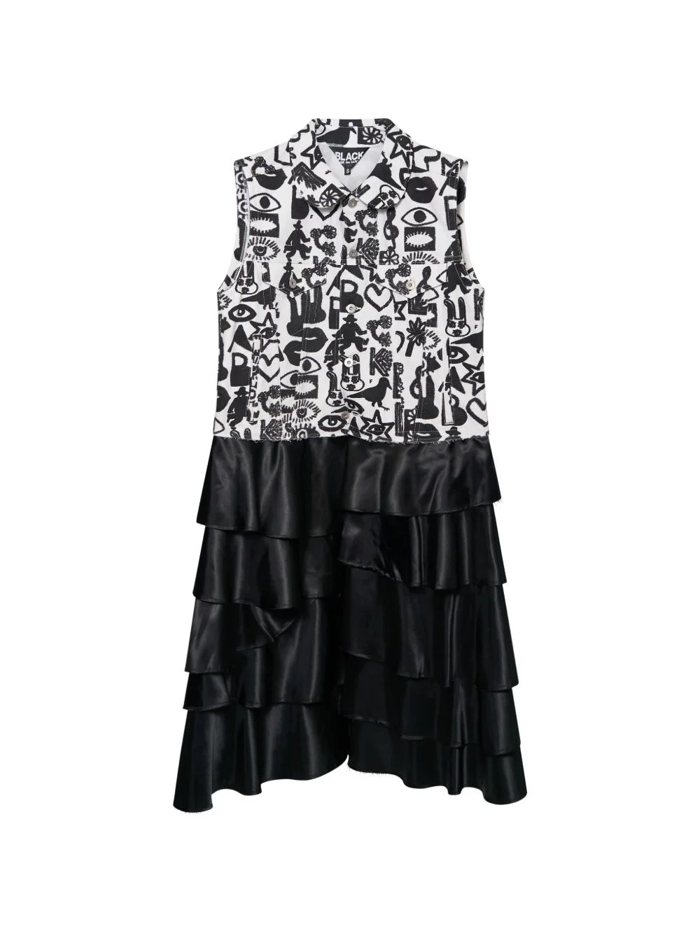 graphic-print ruffled dress - 1
