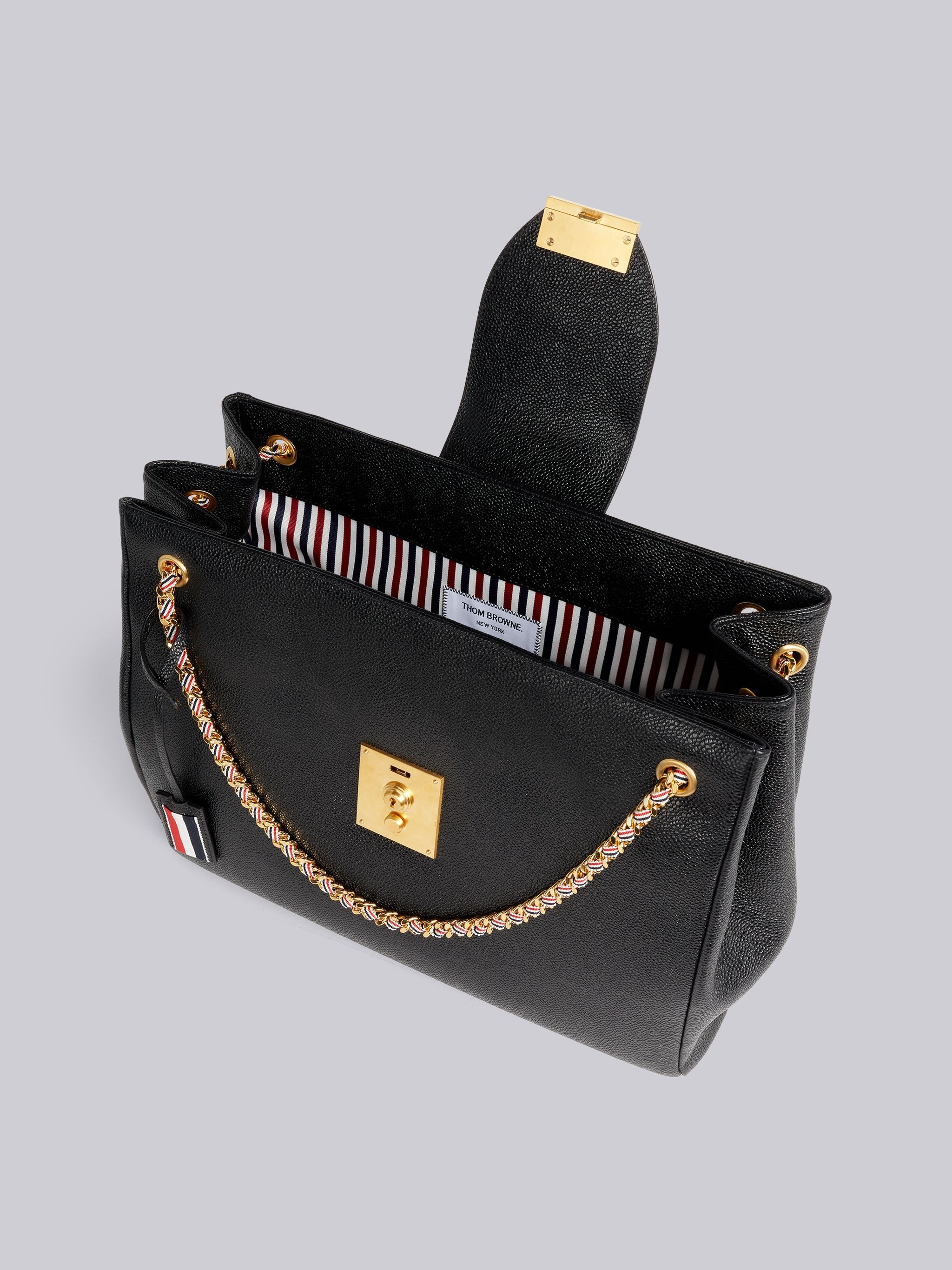 Black Pebble Grain Leather Mrs. Thom Chain Tote - 5