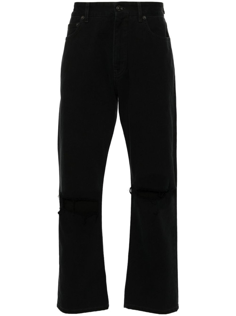 distressed straight-leg jeans 1