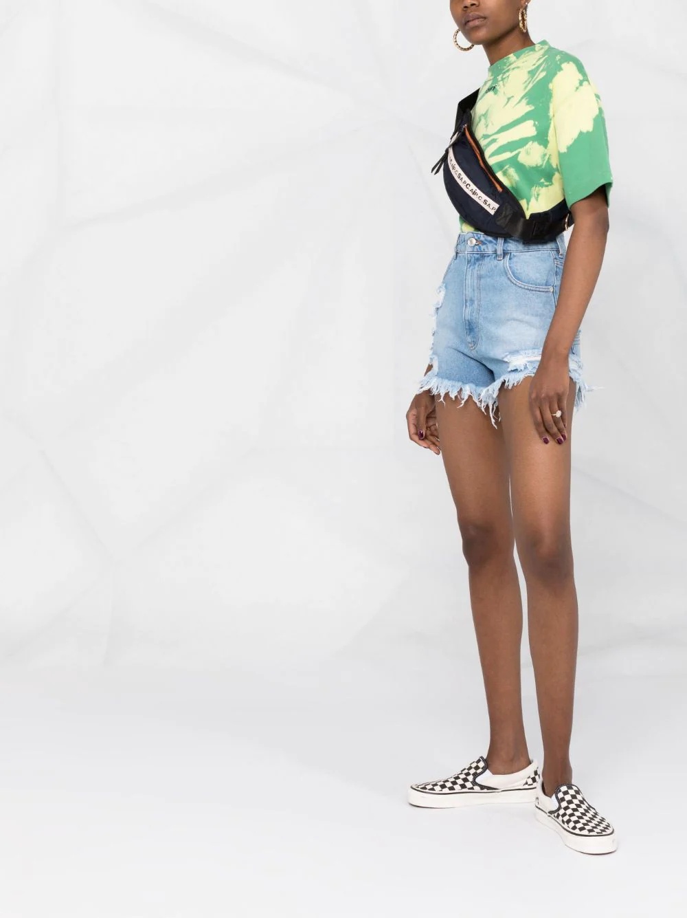 ripped denim shorts - 6