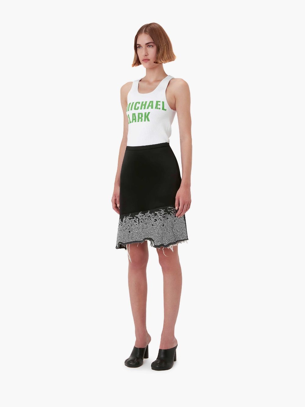DISTRESSED GLITTER HEM SKIRT - 4