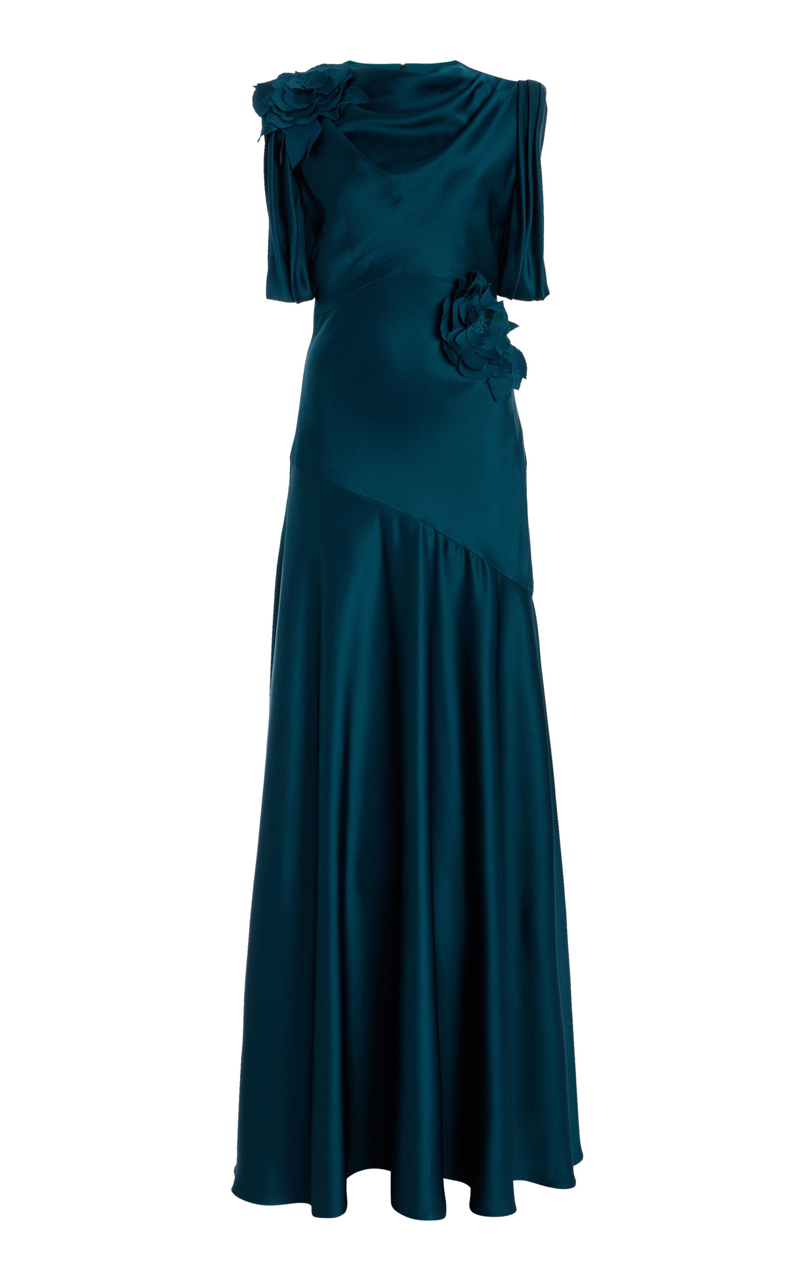 Embellished Satin Gown turquoise - 1