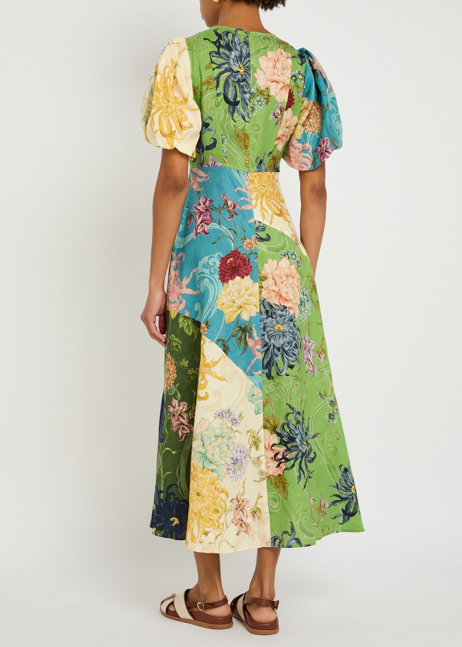 Alemais Avery Spliced Printed Flax Midi Dress - 3
