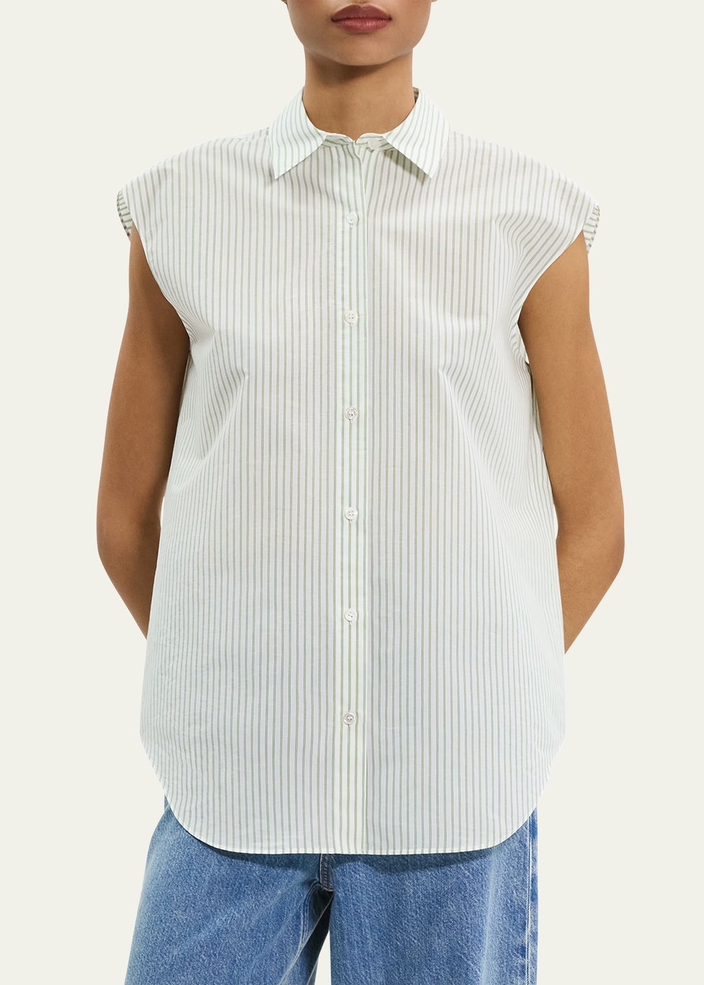 Stripe Sleeveless Boyfriend Shirt - 5