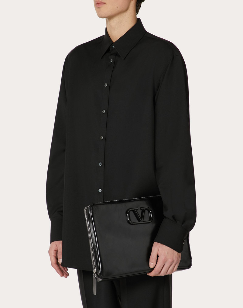 VLogo Signature Leather Clutch 6